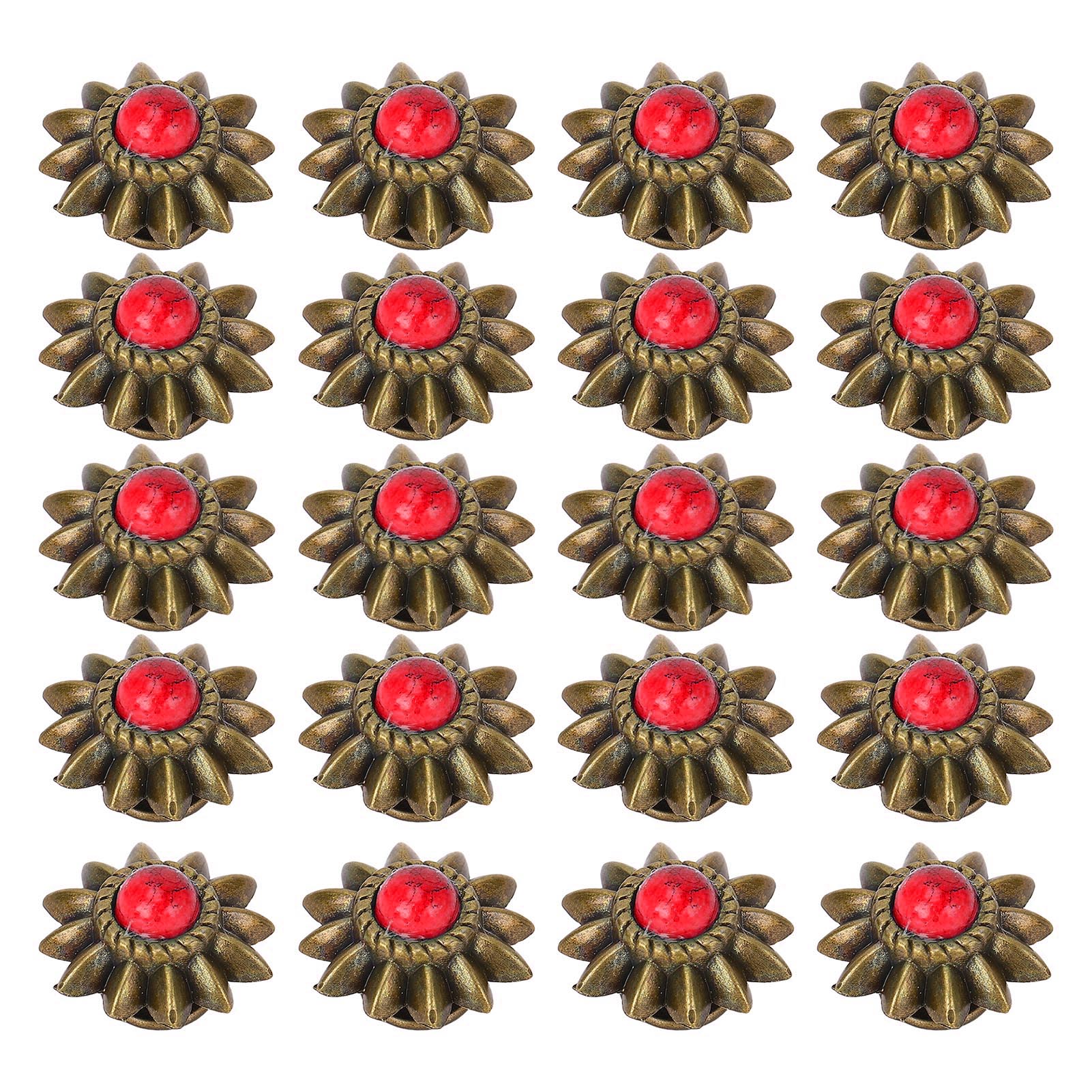 

20 шт. Декоративные кончо Пряжки Маргаритка Имитация Бирюзы Сплав Заклепки Винтаж Западный Металл красный