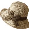 Wide Brim Sunshade Bucket Hat Bowknot Panama Hat Vintage Beach Straw Hat  Lady