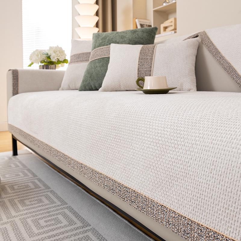 Luxury Modern Chenille Sofa Cushion - High-End, All-Season, Non-Slip, Fully Wrapped, Minimalist Design.