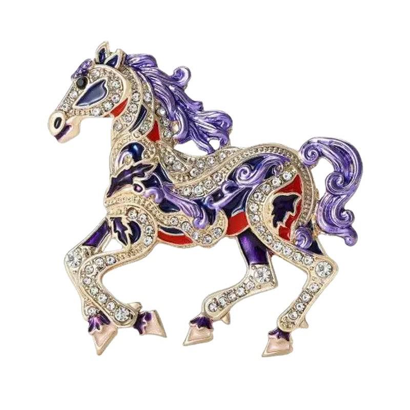 Exquisite Rhinestone Retro Horse Brooch - Zodiac Lapel Pin for Coats and Suits, Perfect New Year Gift