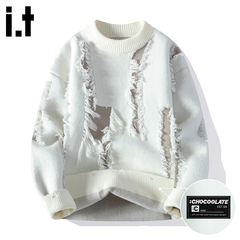 :CHOCOOLATEit Herren Streetstyle Distressed Grobstrickpullover