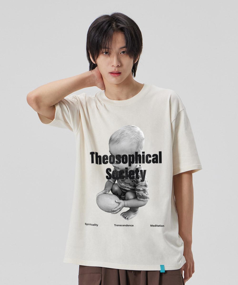 Astral Projection [Theo-Sophical Society] Cotton Loose Fit Short Sleeve T-Shirt_Butter Milk L