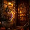 Weatherproof Yard Garden Light Halloween Witch Cauldron Light, Flying Silhouette Stake with Colorful Outdoor Lights LED, Spooky Decorative Lantern for