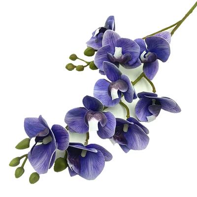 Eine Latex-Schmetterlingsorchideenblume Zwei Gabeln pro Stück 9 Blüten Köpfe Real Touch Künstliche Phalaenopsis Blume
