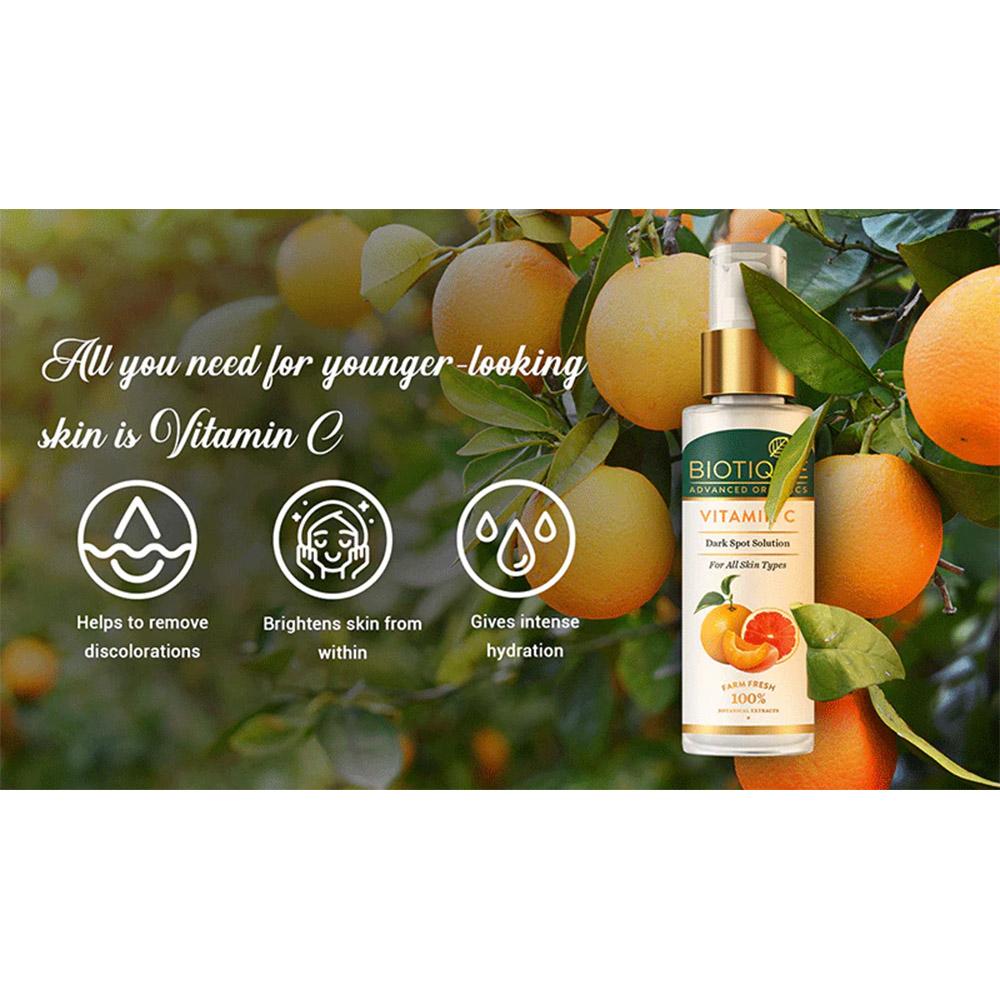 Biotique Vitamin C Serum 30ml For Dark Spots & Glowing Skin | Brightening, Anti-Aging, Even Tone | Paraben Free