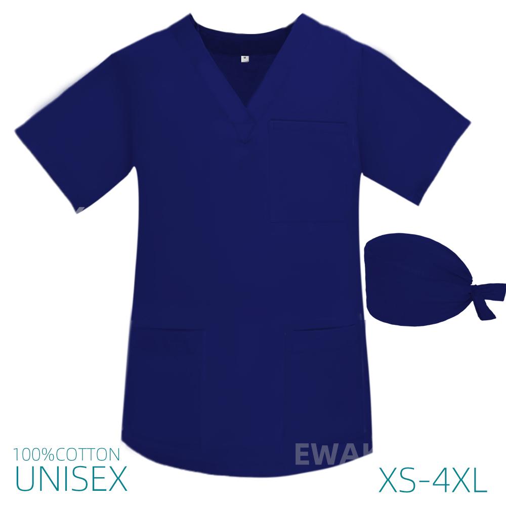 Workwear Mock Wrap Solid Blue Kaki Scrub Top Nurse Medical Dental