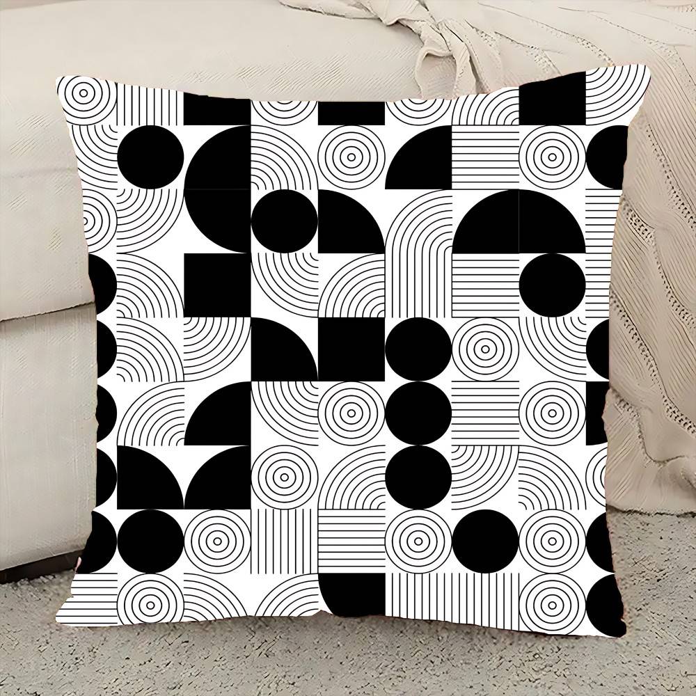 Geometrie Schwarzweiß Kissenbezug Elegant Paar Wohnzimmer Schlafzimmer Dekorativ Rechteck Kissenbezug Sofa Kissenbezug