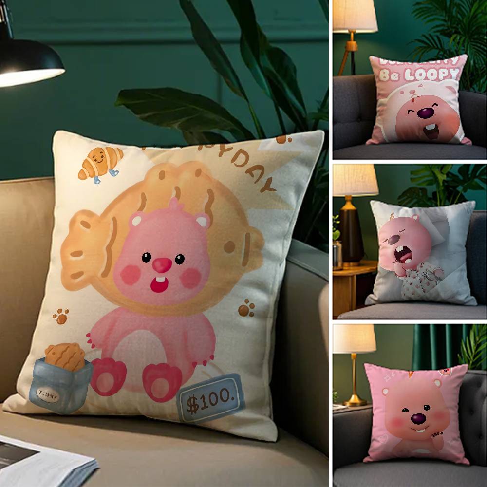 Popular Cute Loopy-Y For Fun Pillow Case Comfort Sofa Bed Silky elegant Invisible zipper Decorative cushion cover