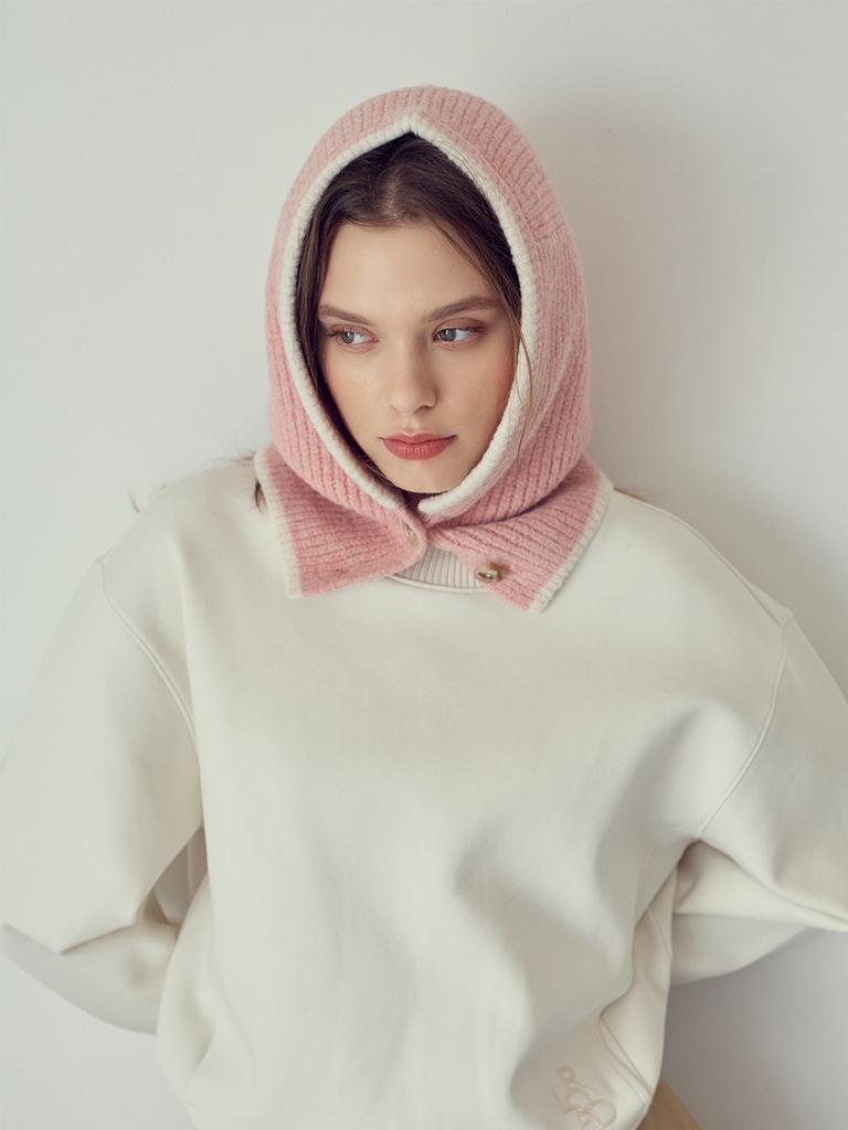 LORDLOAR Knit Button Balaclava Pink