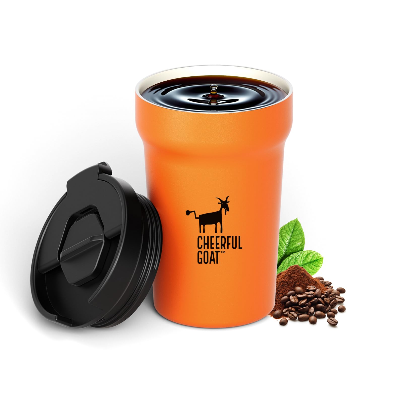 

CHEERFUL GOAT Vacuum Insulated 350ml Features a stainless steel construction for hot and cold and a Perfect for or on the Tumbler, – ceramic-coated