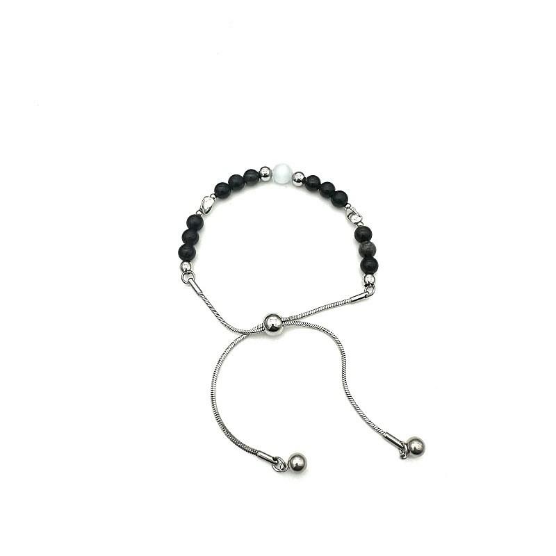 Cat Eye Silver Obsidian Adjustable Bracelet For Men Women Trendy Jewelry Gift