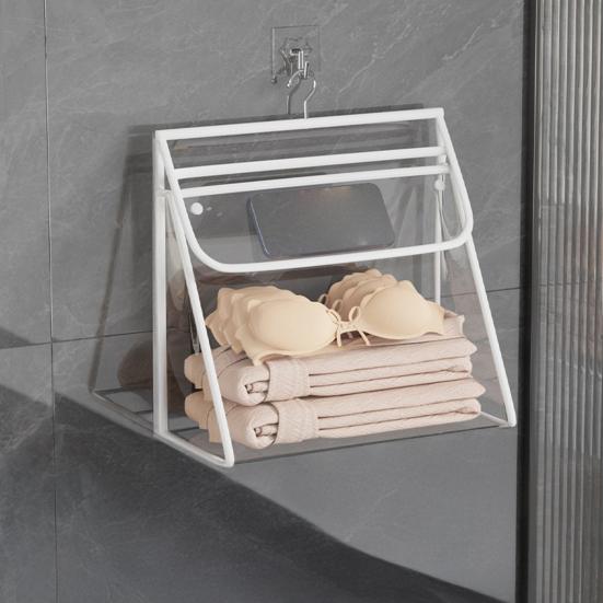 Bathroom Hanging Bag Large Capacity Dual Layer Waterproof Transparent Design Clothing Storage Bag Cosmetic Organizer