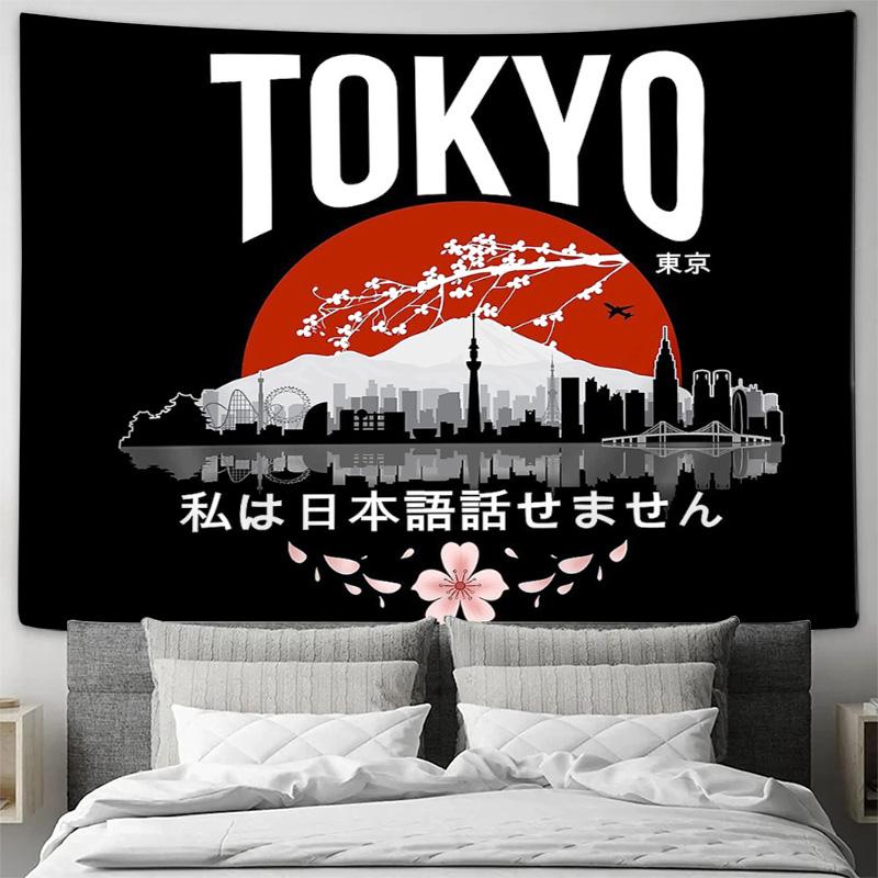 Japanese Tokyo Skyline Tapestry Wall Hanging Anime Decor Room Aesthetic Vaporwave Cityscape Mural Bedroom Living Room Home Decor
