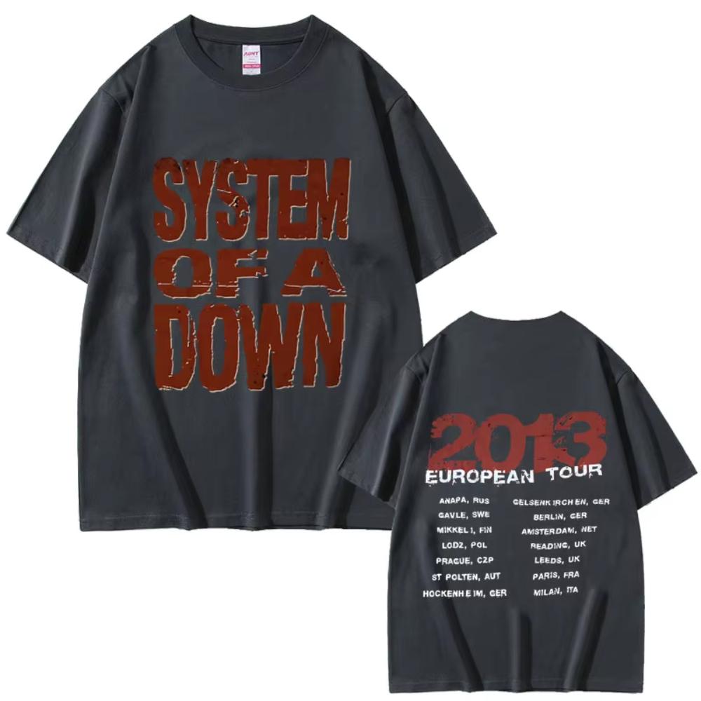 Limited Rock Band System of A Down European Tour 2013 Print T-shirts Male Fashion Tshirt Men Women Vintage Alternative Metal Tee
