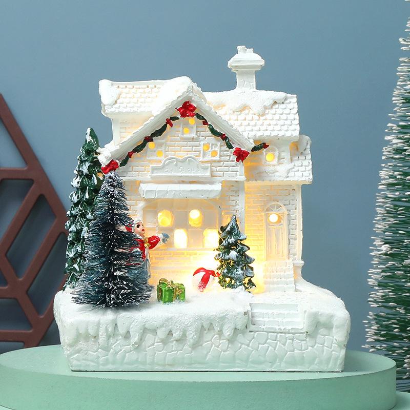 New High 14cm Christmas Light House Village Christmas Decorations For Home Xmas Gifts Christmas Ornaments New Year 2024 Natale N