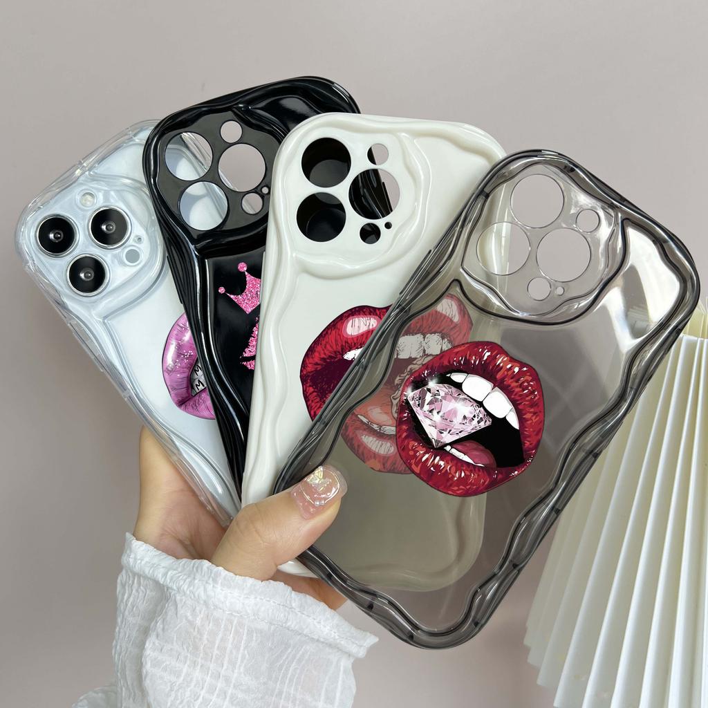 LZ20 Lips kiss design Clear Soft Wave Phone Cases for iPhone 15 13 Pro Max 12 mini 14 8 Plus XS Max XR 6 Protection Back Cover
