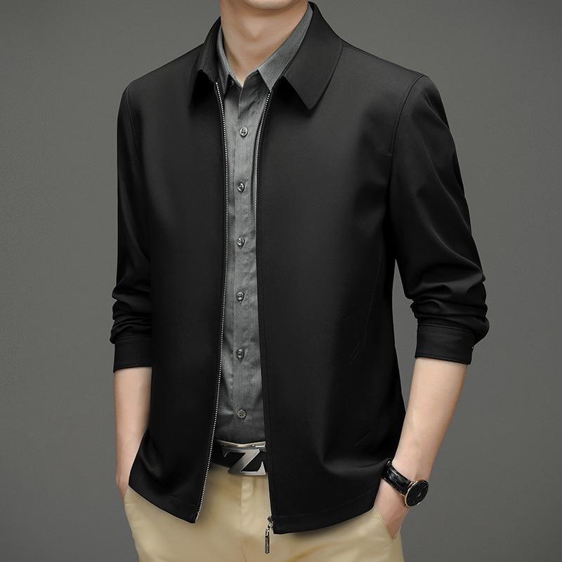 Men's Lapel Jacket Jacket Middle-aged and Elderly Casual Trendy with Dad's Spring and Autumn Fit Top