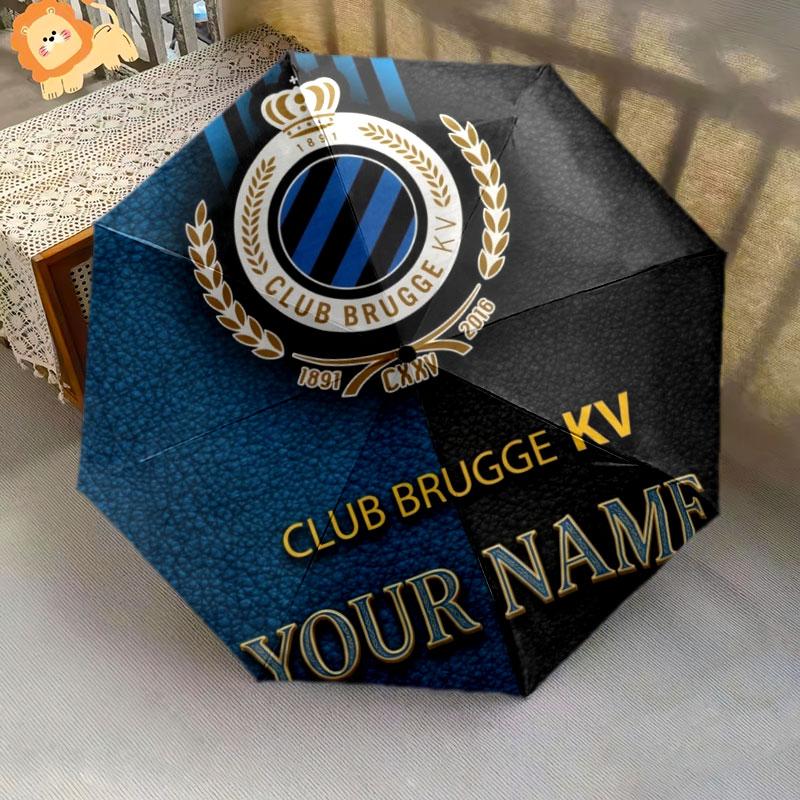 1 PC Automatic Folding Umbrella - Club Brugge KV Custom Name Pattern, Portable & Foldable Design with 8 Ribs, Christmas Birthday Gifts