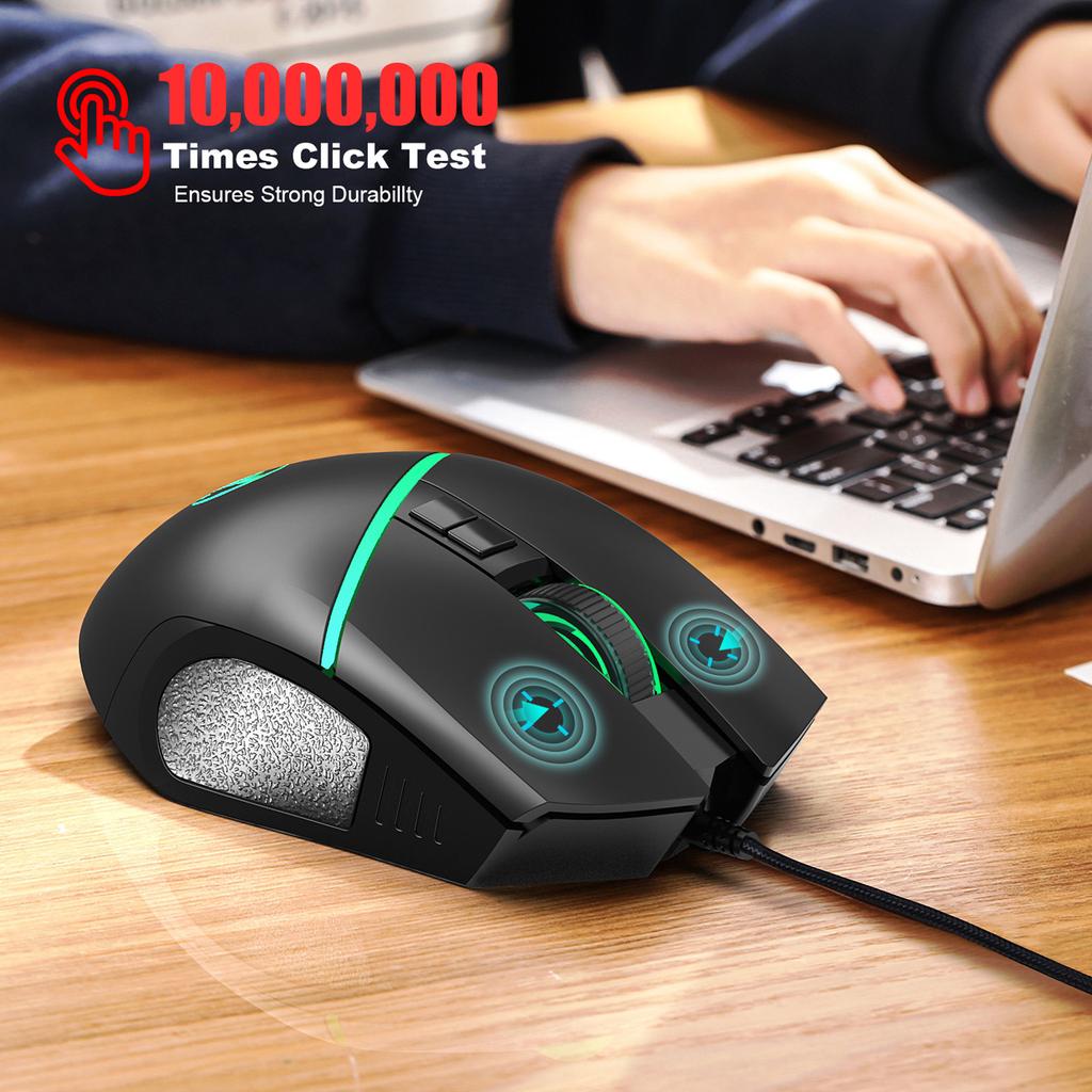 Wired Keyboard Mouse Set 61 Key Colourful Backlit Membrane Keyboard 12800 High Movement Speed