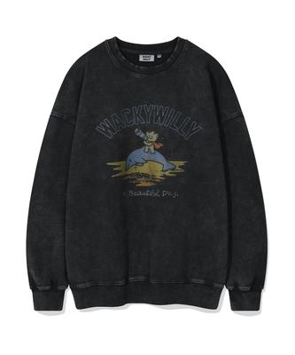WACKY WILLY Kiki Washed Graphic Sweatshirt Charcoal
