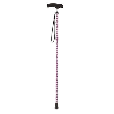 Nakabayashi Aluminum Walking Stick, Folding, Thin Neck, 5 Height Adjustments, Flower Purple, RQS-K012FP
