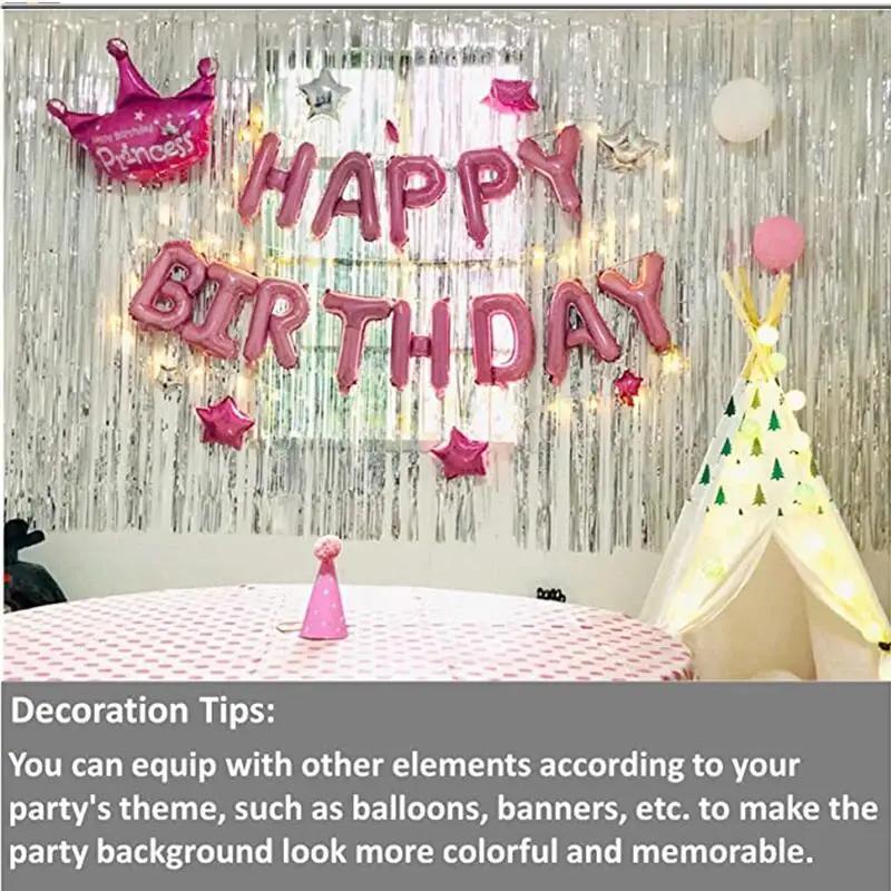 Party Metallic Tinsel Foil Fringe Curtains Backdrop for Birthday New Year Eve Party Photo Rain Curtain Festival Wedding Decor