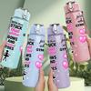 1PC Gymnastics Girl Sport Quote Print 750ml Color Plastic Sports Water Bottle Leakproof Flip Straw Lid Suitable for Sports Office Home Use