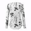 Women's Blouse Fashion Loose Casual Long Sleeved Printed V-Neck T-shirt Top