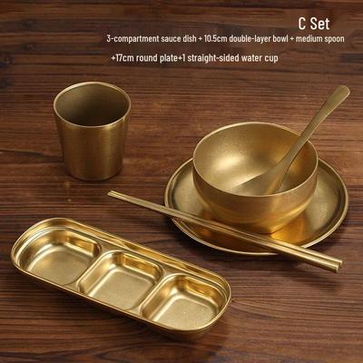Wutuo Retro Gold Edelstahl Geschirrset