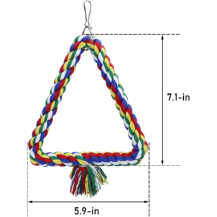 Vogel Dreieck Seil Schaukel Bunter Sitz Stange Kauspielzeug für Papageien Wellensittich Nymphensittich Kakadu (S)