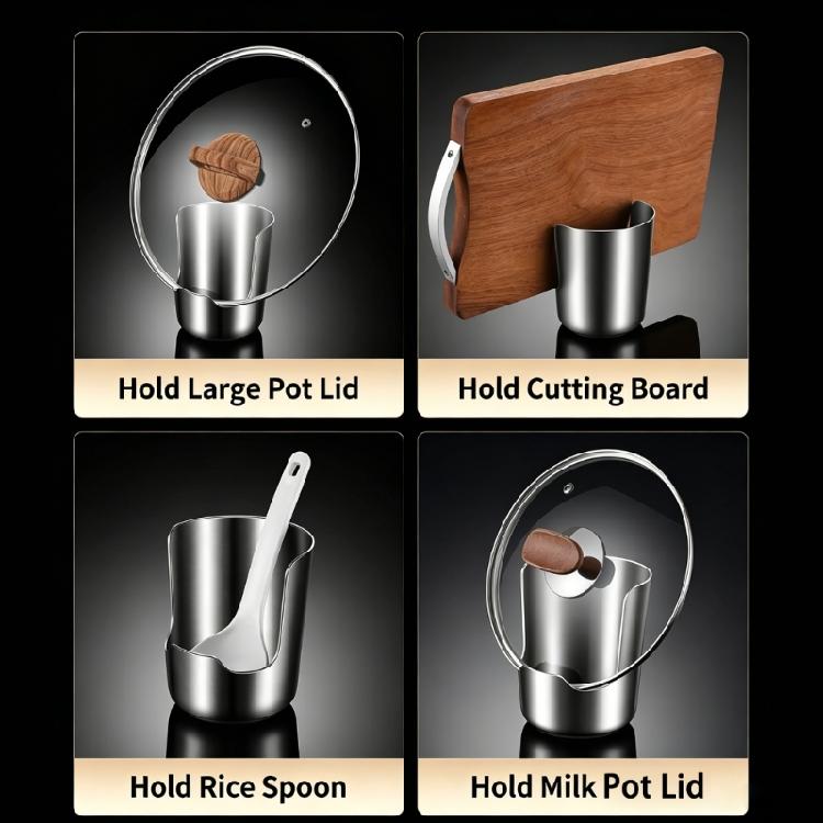 Stainless Steel Pot Lid Holder and Spoon Rest, Freestanding Kitchen Countertops Utensils Stand Tray for Meal Preps, Cooking, and Daily Counter Use