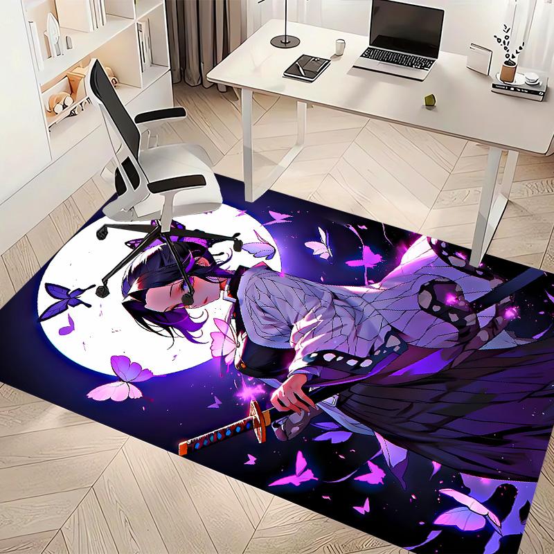 Demon Slayer Shinobu Kocho Printed Absorbent Washable Carpet, Non-Slip Bathroom Mats, Kitchen Rugs, Yoga Mat,Living Room Entrance, Camping Picnic Rugs
