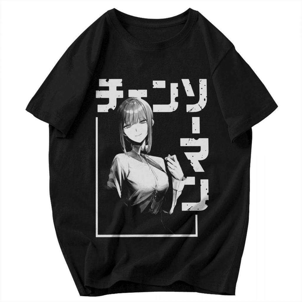 Men T Shirt Anime Chainsaw Man Makima Cotton Y2K Graphic Quality Unisex Tops T Shirts