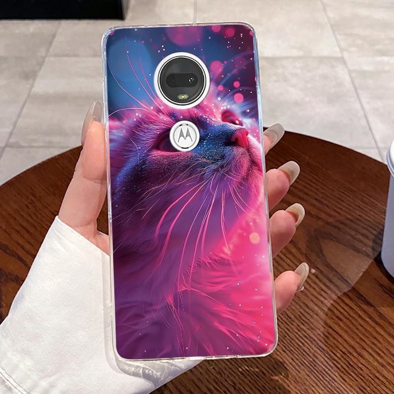 Żelowe Etui Do Motorola Moto G7 Plus/Moto G7 Play /Moto G7 Power Fundas Przezroczyste Silikonowe Miękkie TPU Pokrowiec Uroczy Kot Ochronne Etui