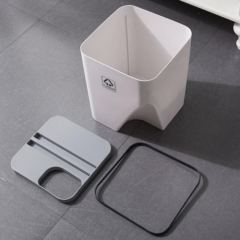 Stackable Trash Can Creative with Lid Kitchen Waste Bin Bathroom Household Wet and Dry Plastic Living Room Paper Basket