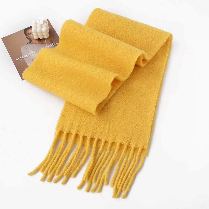 Iceland Blue Wool Scarf Autumn and Winter Solid Color Versatile Cashmere Feel Scarf for Men and Women Thickened Warm Scarf