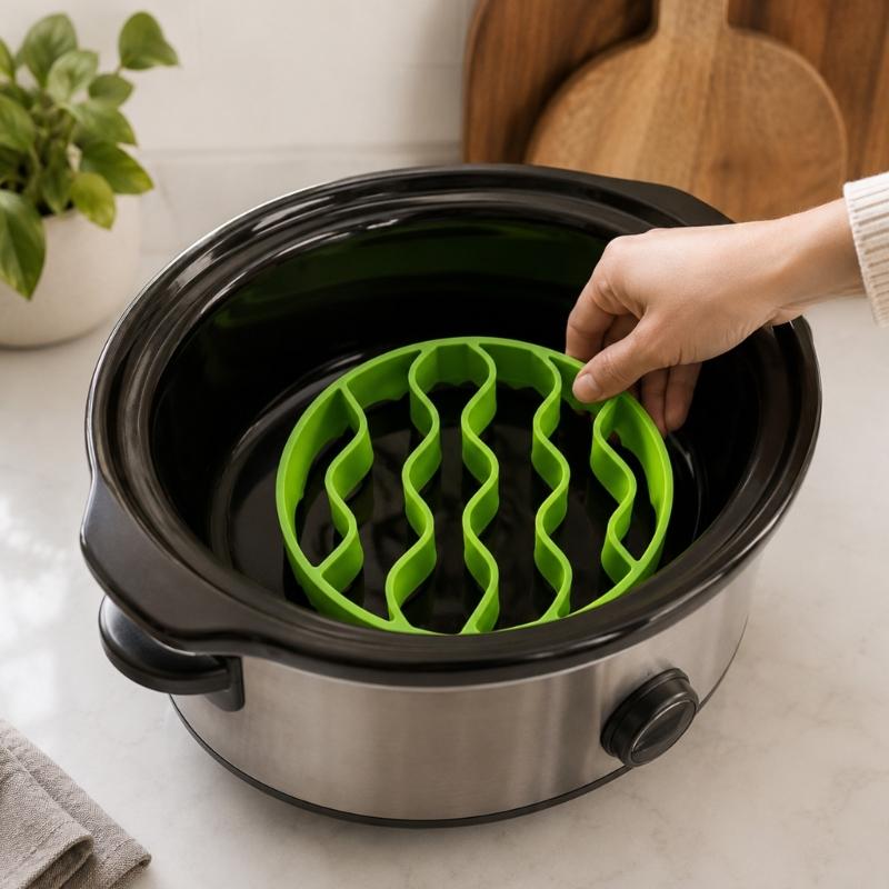 Silicone Open Rack Insert for Slow Cooker Use, Pot Bottom Lift Support for Soup, Porridge and Braised Dish Cooking Meal Use