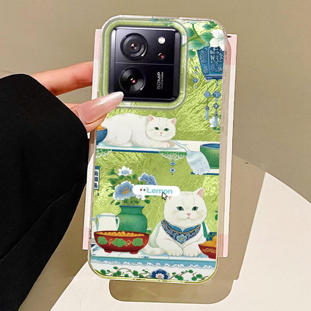 Cute Cat Flower Vortex Pattern Gilr Phone Case for Xiaomi 13T 14T 11 Lite Poco X5 M6 Pro X6 X3 Pro NFC C75 C71 C65 C61 M5S Cover
