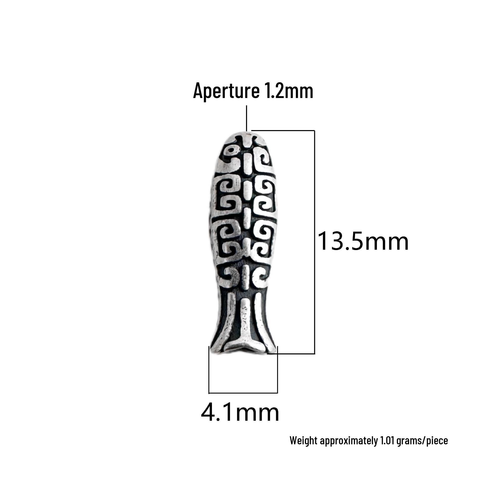 S999 Sterling Silver Koi Fish Spacer Bead for DIY Crystal Bracelet Necklace, Tibetan Chinese Style Pendant, Rope Weaving Accessories Sterling Silver 999
