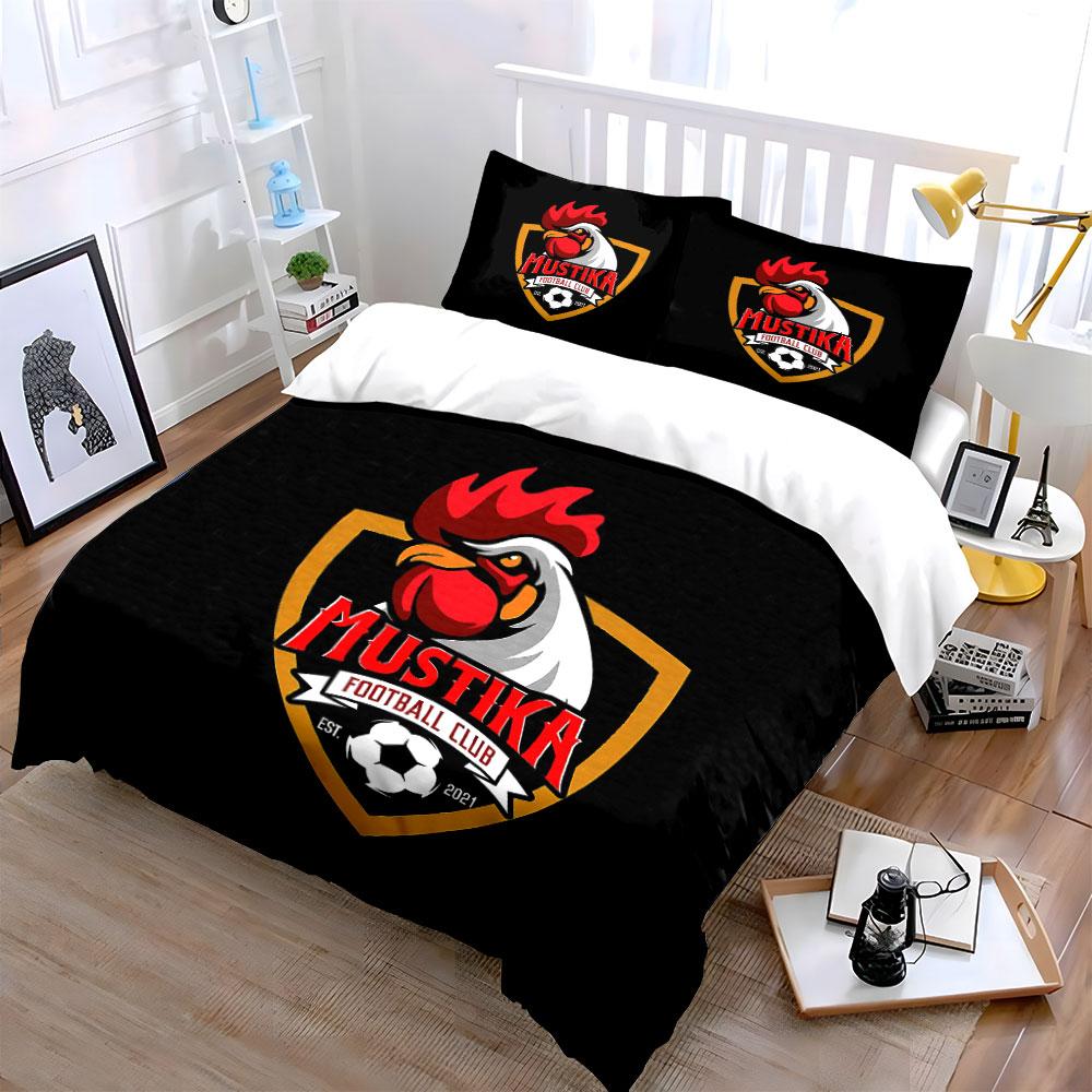 Mustika Football Club Design Bedding Duvet Cover Set Duvet Cover Pillowcases (1 * Duvet Cover 2 * Pillowcases, Without Duvet Insert)