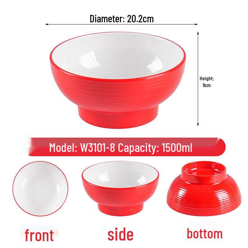 Jijun A5 Melamine High-Foot Soup Bowls (10-Pack)