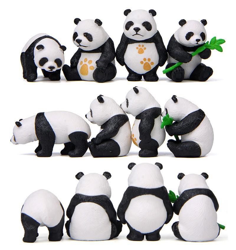 8pcs/set Micro Landscape Creative Cute Bamboo Panda Doll Gardening DIY Decoration Desktop Small Ornaments