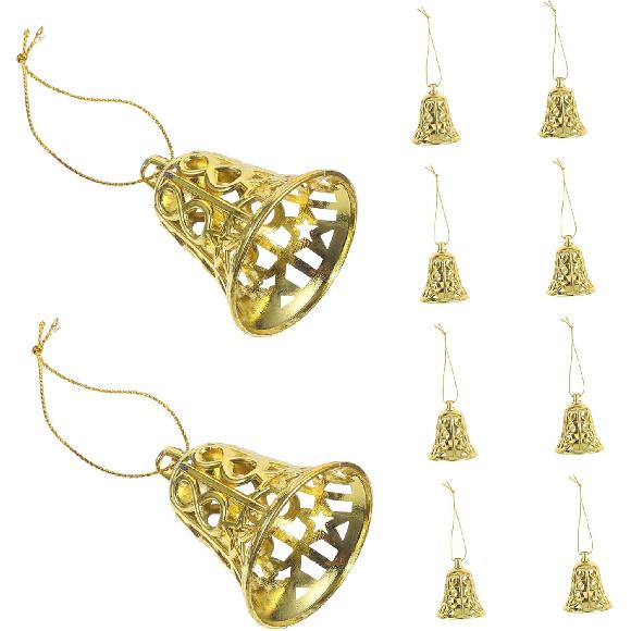 12pcs Christmas Tree Bell Ornaments Festive Hanging Decorations for Winter Theme Parties Safe Plastic Bells for Home Decor Xmas Tree Pendants Holiday