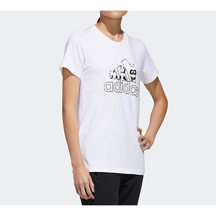 Adidas T Shirts Women's White Crew Neck Moderate Straight Fit GL5643