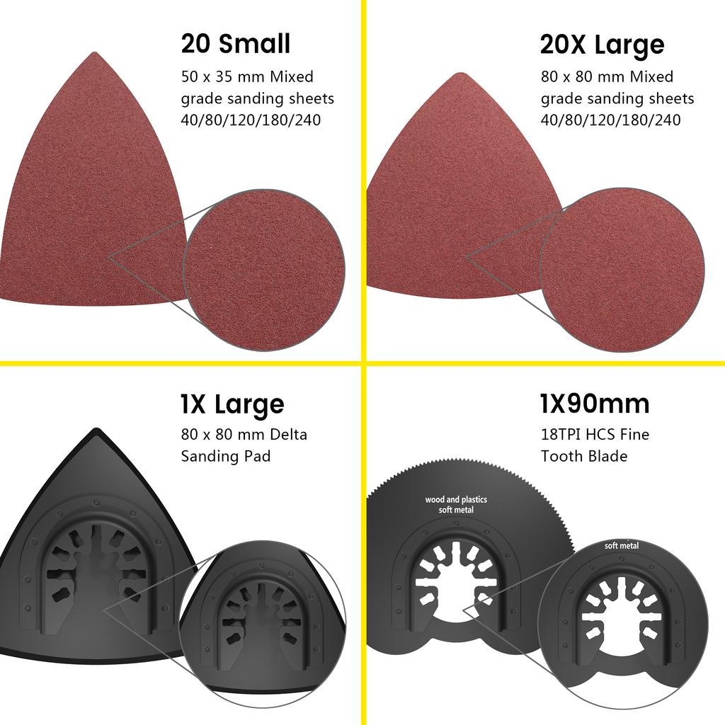 56pcs Multitool Blades High Carbon Steel Mix Oscillating Saw Blades Quick Release Oscillating Blades for Wood Plastic Metal Cut