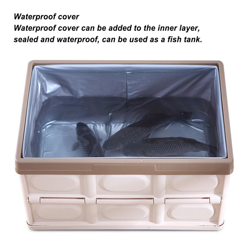 Organizator de portbagaj auto cu capac 55/33L, impermeabil, cu mânere, organizator mare multifuncțional pentru cumpărături cu capac din lemn