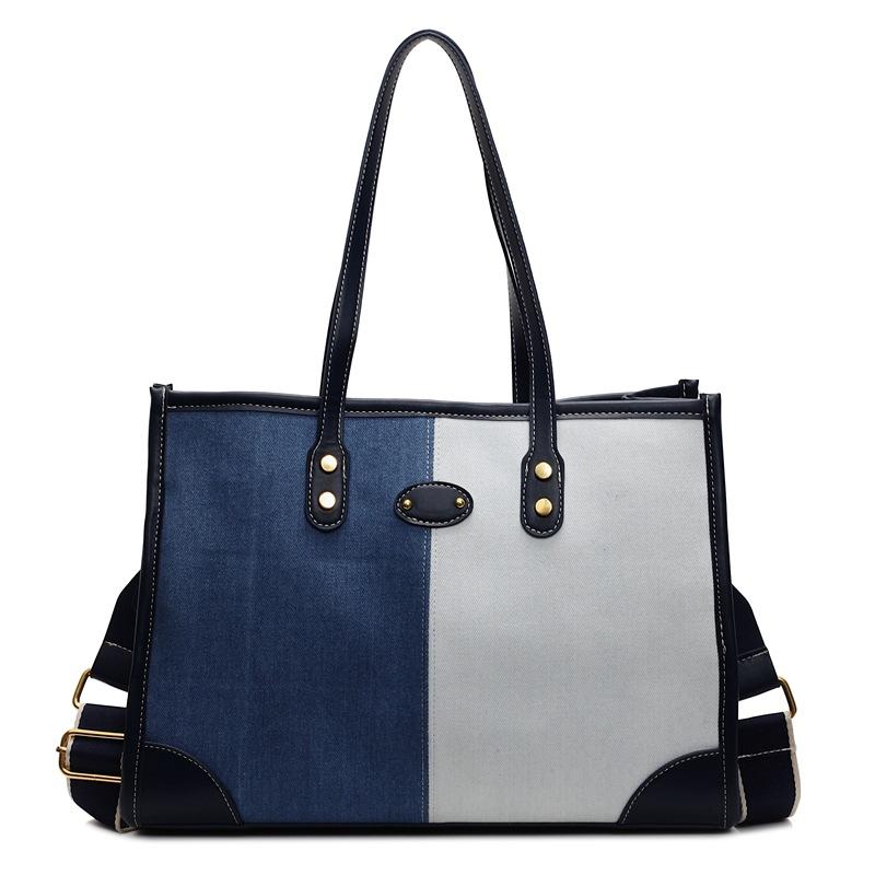 Crossbody Large-capacity Bag Women's New Fashion Tote Handbag Contrasting Denim Shoulder Bag