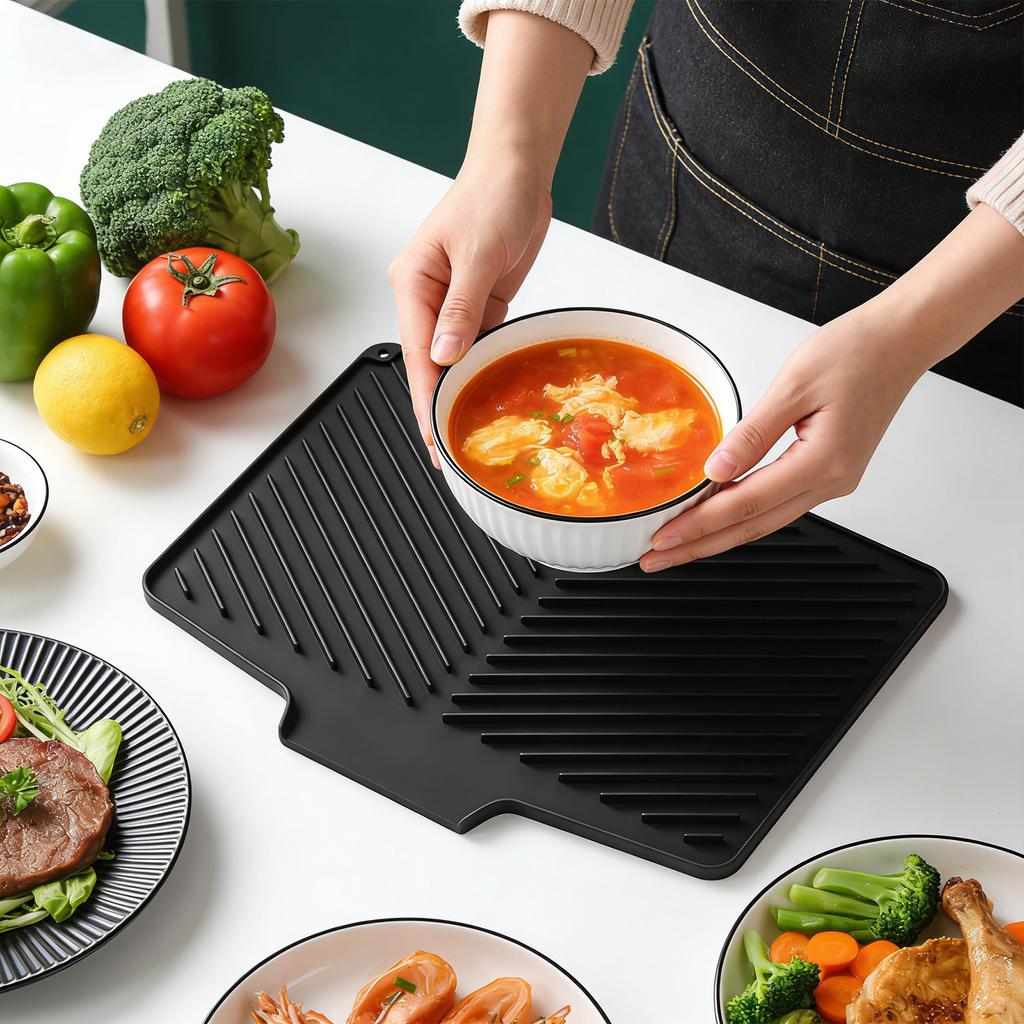Multifunctional Silicone Kitchen Mat. Made Of Environmentally Friendly And Silicone, This Mat Features An -, Heat-resistant, And