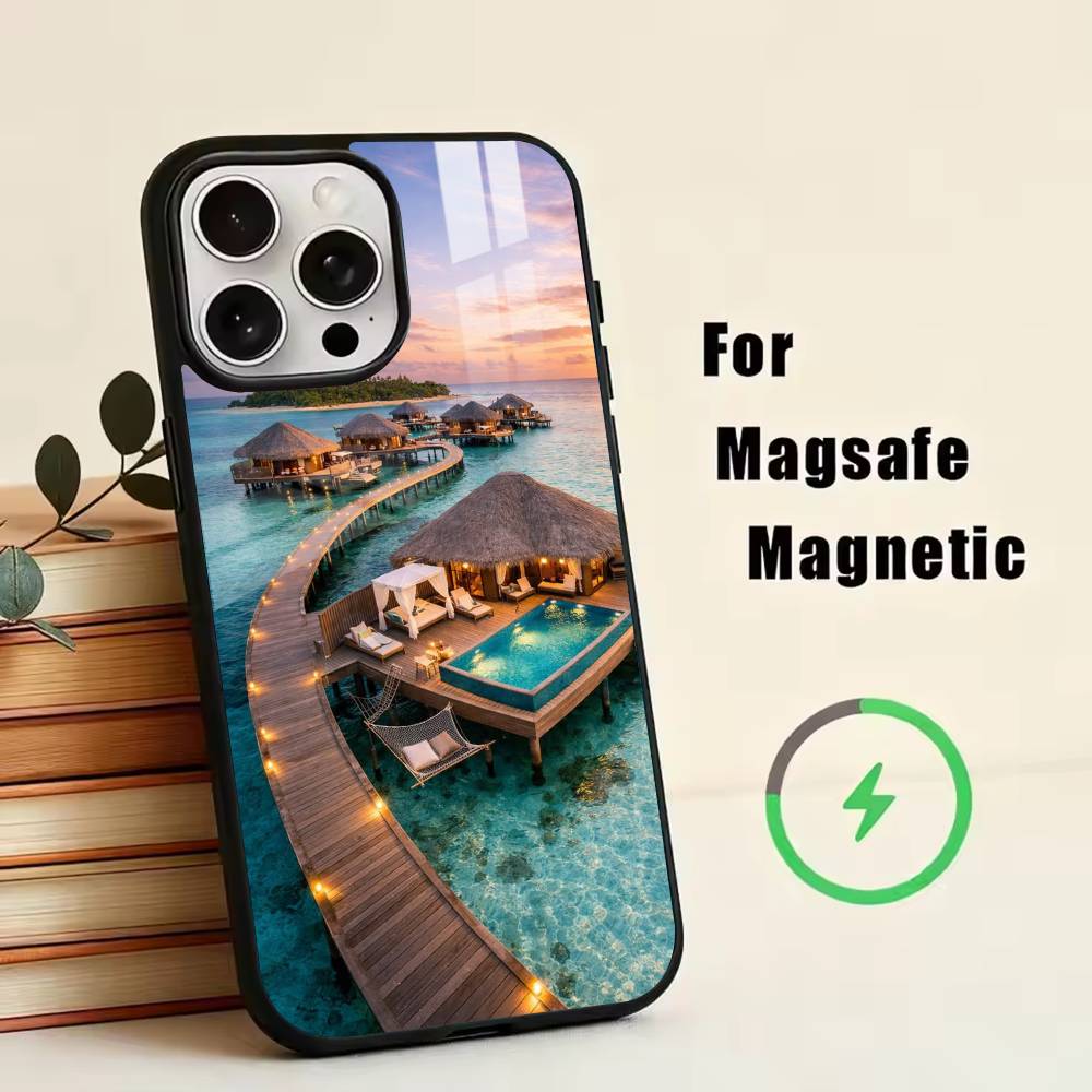 Summer by the sea Phone Case For iPhone17,16,15,14,13,12,11 Plus,Pro Magnetic For Magsafe Wireless Charging