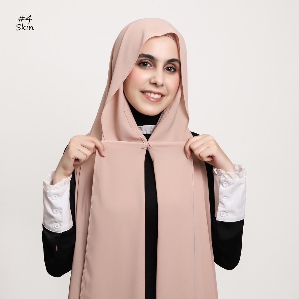 Premium Instant Medina Chiffon Hijab With Bulit-In Magnets Easy To Wear Scarf Shawl Headwrap With Undercap For Muslim Women